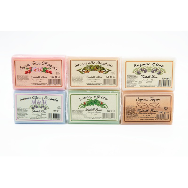 Seifen-Set mit pflanzlichen Ölen, Duft Aloe/Olive/Lavendel/Mandel/Mosqueta/Argan – 6 Stück