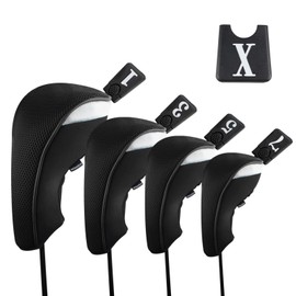 Andux Golf Driver Wood Head Covers 460cc Driver Pack of 4 Black