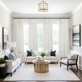 Natural Colored Curtains 108 Inches Long for Living Room 2 Panel Pair Set Rod Pocket Drapes Light Filtering Farmhouse Linen Blend Curtain for Patio Sliding Glass Door Vertical Blind Window Accent 9 FT