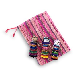 Thorness Set of 3 Guatemalan handmade Worry Doll with a colourful crafted storage bag | Worry Dolls for Girls | Worry Dolls For Boys | Anxiety Dolls | Worry Doll | Guatamalan Doll