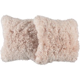 Celebrity Home 2PC Decorative Pillow Covers Super Soft Furry Long Haired Yarn Luxury Decorative Throw Covers Perfect for Home Decor Bedroom Living Room Dining Room 19" x 19" (LT Rose)