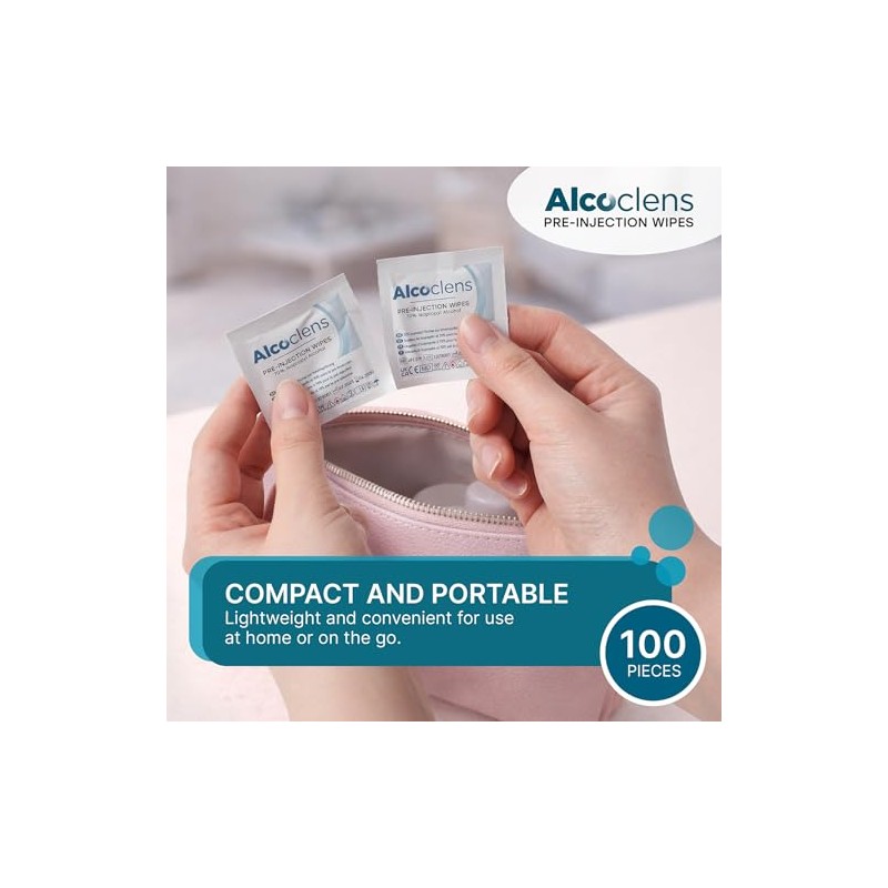 Pre-Injection Alcohol Wipes/Swabs Box of 100 Sachets