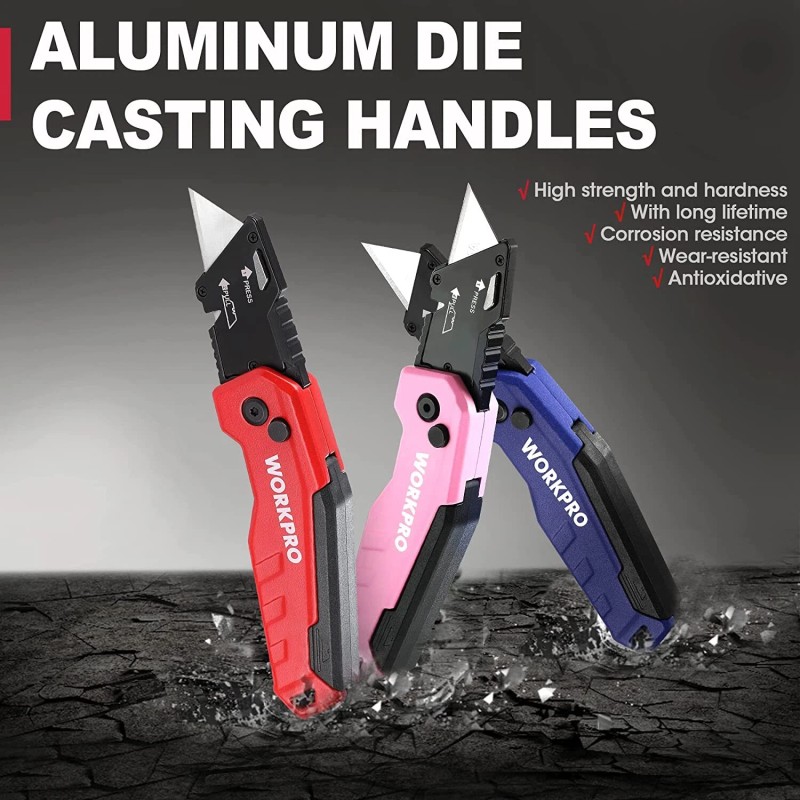 WORKPRO Folding Utility Knife Quick Change Box Cutter Razor Knife