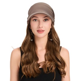 ZLYC Women's Summer Chemo Headwear Brim Visor Hat Beanie Hat, Plain Brown, Unit size