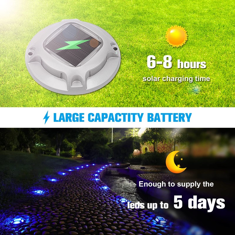 VOLISUN Solar Driveway Lights Dock Deck Lights 12 Pack,2 Colors