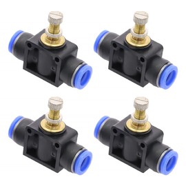 Air Control Valves, Air Flow Control Valve, Air Flow Limiter, Pneumatic, Air Flow Control Valve Connection, Quick Connect Control, Pneumatic Air Flow Regulator (8mm) - Pack of 4