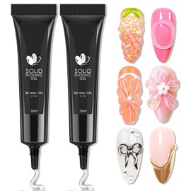 Freeorr 2PCS 3D Nail Gel, 3-in-1 Clear Sculpting Glue for Nail Art DIY Charms and Gems, Sculpture and Decoration, No Wipe Sculpture Nail Art Gel-10ml