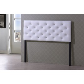 Baxton Studio Viviana Modern & Contemporary Faux Leather Upholstered Button Tufted Headboard, Queen, White