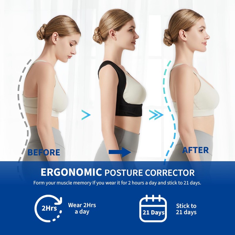 JMPOSE Posture Corrector for Back Support: Adjustable Shoulder Posture Brace