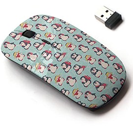 CJCBROES 2.4G Wireless Mouse with Cute Pattern Design for All Laptops and Desktops with Nano Receiver - Cute Penguins