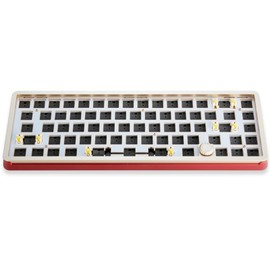 DRAOZA Gasket Aluminum Alloy Custom Keyboard Compact 65% Keyboard with Knob, DIY Mechanical Keyboard Kit, Hotswap,Aluminum Alloy Shell,Metal Positioning Plate,Sound Insulation Mat,Silicone Pad（Red）