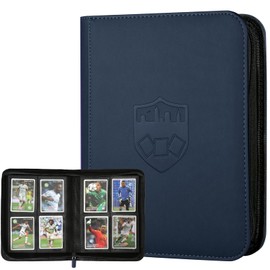 Trading Card Binder 4 Pocket, GERMUN PU Cover Card Binder for 160 Cards, Premium Trading Card Holder Folders, Double Sided Pocket Card Album for MTG, TCG (Blue)