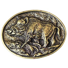 BELTINGER Wild Boar Belt Buckle, 4.0 cm, Buckle Interchangeable Buckle, Belt Buckle, 40 mm, Solid, for Hunting Outfit, Old Brass