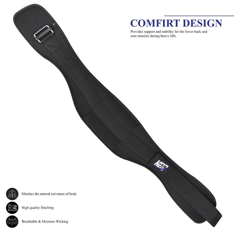 Adjustable Neoprene Weight Lifting Belt for Strength Training (Black, M)