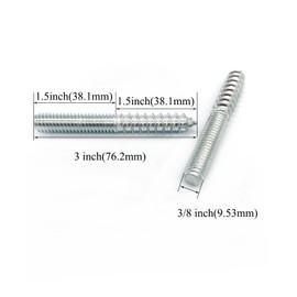 Yoliko 12 Pack 3/8-16 x 3 Inch Silver Hanger Bolts - Double Headed Bolts for Furniture Screws - 75mm Length