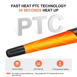 Hair Curling Wand, 1-1/2" Tapered Curling Iron, Ceramic Hair Curler with Adjustable Temperature Instant Heating Hair Curler, Auto Shut Off with 2 Clips