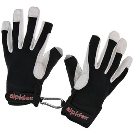 ALPIDEX Climbing Gloves Mountain Mamba Unisex Genuine Leather Gloves Climbing Gloves Finger Gloves Via Ferrata Thumb and Index Finger Open, Size: M, Colour: Wild Black