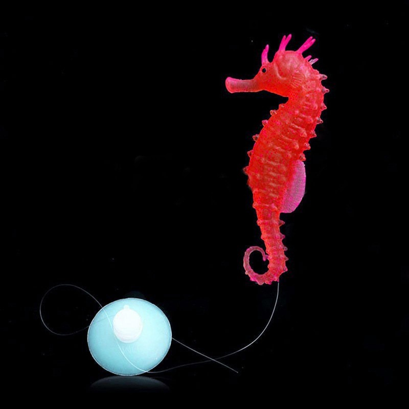 Pxiryanlow Red Aquarium Decor Luminous Artificial Soft Seahorse Hippocampus Fish