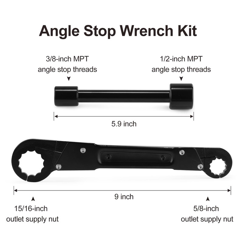 Trvoxviq Plumbing Tools Angle Stop Wrench Kit, Adjustable Plumber Wrench