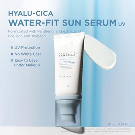 SKIN1004 Centella Hyalu-Cica Water-Fit Sun Serum UV, Korean Sunscreen SPF 50, Centella Sunscreen, Travel Essentials, Sunscreen with Hyaluronic Acid, N
