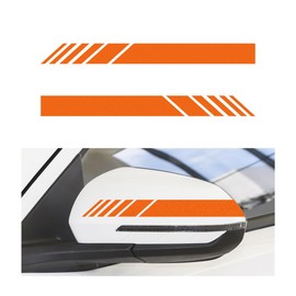 KVAEY 2 PCS Car Rear View Mirror Stickers, Automotive Anti-Collision Side Mirror Stripes Decals, Side Rear View Mirror Reflective Graphics for Vehicle, Exterior Car Accessories (Orange)