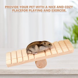 Pet Seesaw, Small Pet Wooden Seesaw Bridge Toy Hamster Playhouse Cage Chew Toy Small Pet House Accessories Decoration for Hamster Rat Mouse Gerbil Chinchilla Sea Pig