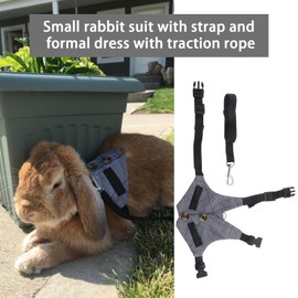 LT Easiyl 1 Set Rabbit Vest Harness Set Adjustable Harness Formal Wear Style for Bunny Rabbit Kitten Small Animal with Neck Circumference 18-23cm Chest Circumference 25-28cm (S)