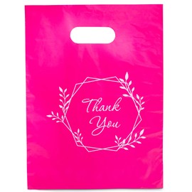 Choice Marts Merchandise Bags 100 Pink Color 9"x12" Size 1.5Mil Thick Glossy With Handles Bags