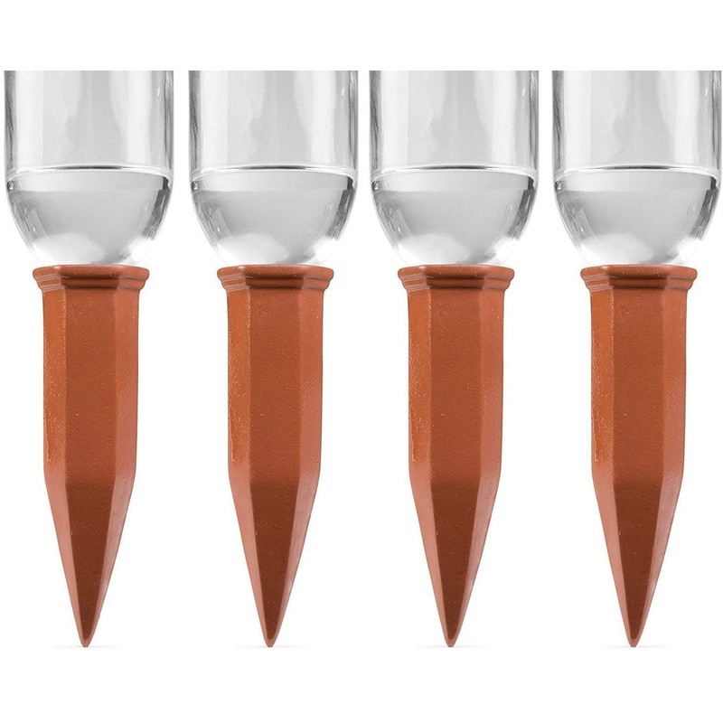Plant Self-Watering Stakes for Indoor Outdoor Plants (4 Count) Terracotta