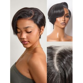 Frodio Throw On & Go Short Pixie Cut Pre-Style Real Human Hair Glueless Wig Glueless Wig Hair Loss Friendly