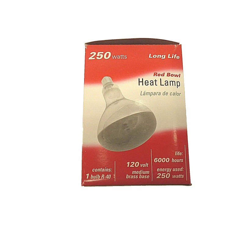 RoHS Red Bowl Heat Lamp 250 Watts 120 V Long