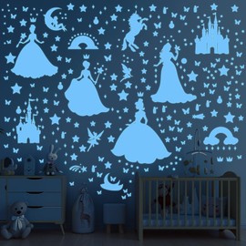 Wxiben Glow in The Dark Stars for Ceiling - 3 Pcs Luminous Wall Decals Peel and Stick Removable Fairy Ranibow Butterfly Wall Stickers Kids Girls Room Decor Bedroom Nursery Living Room Wall Decor