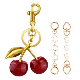 SEAFTE Bag Charm Cherry Keychain Cherry Keychain Accessories Gifts for Women Purse Bag Charms Extender Chain for Handbags, White.