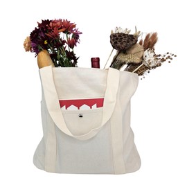 GAC STOP 100% Cotton Canvas Reusable Shopping Tote Bag Light Weight Beach Travel Bag Heavy Duty Thick Cotton Zippered Enclosure Cotton Inner Linning Inside Pocket Holiday Christmas Shopping Bag Beige