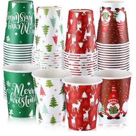 LNwnmyyg 10Pack Christmas Disposable Cups 9 oz Christmas Paper Cups Christmas Party Supplies Drinking Paper Cups Daily Use Holiday Party (only 10 paper cups with random patterns)
