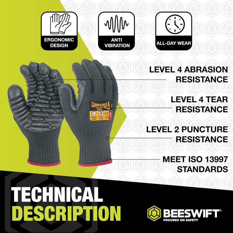 GLOVEZILLA ANTI-VIBRATION GLOVE BLACK XL