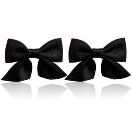 Pack of 2 Bows Hair Clips, Hair Bows Girls, Hair Bow Red, Satin Bow Hair Clip, Non-Slip Crocodile Hair Clip, Children's Cheerleader Hair Clips, Red Small Hair Clip, for Girls (Black)