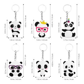 NUOBESTY Panda Keychains Panda Shaped Key Ring Assorted Panda Figure PVC Keyring Pendant for Key Ornament Bag Gift Party Favors 6pcs