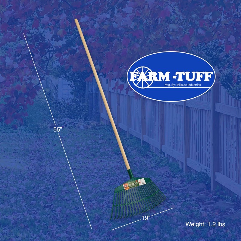 FARM-TUFF 19” Leaf & Garden Rake with 48” Hardwood Handle