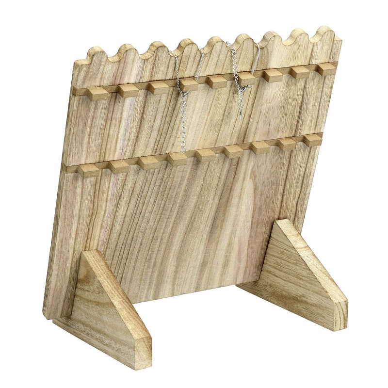 MOOCA 木製厚板 ネックレス ジュエリーディスプレイスタンド ネックレス8個用 ネックレスディスプレイホルダー ウッドプランクネックレスディスプレイスタンド ネックレス収納ホルダー ジュエリーディスプレイスタンド オーク色