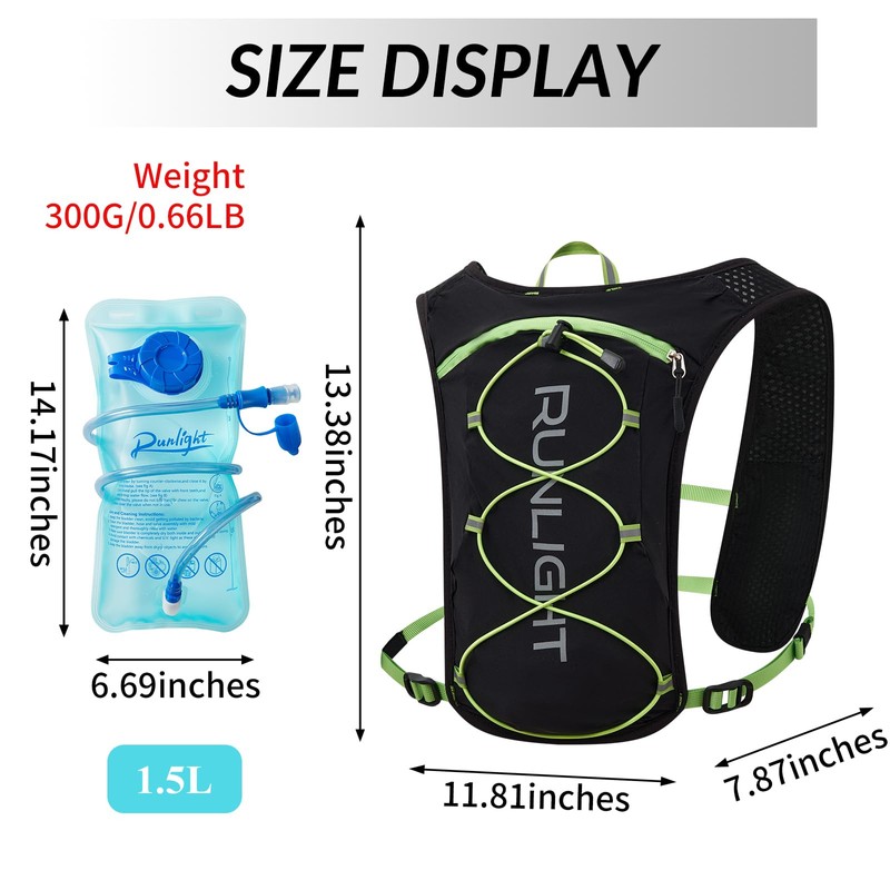 Runlight Running Hydration Vest Backpack with 1.5L Water Bladder Bag