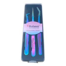 Pinzas Para Extensiones De Pestanas 1x1 Calibradas + Estuche