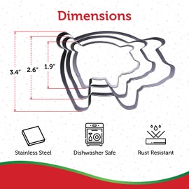 Pig Cookie Cutter Set – Sharp & Stainless Steel Cooking Utensils – A Fun Fit for Sandwiches, Pancakes, Fruits & Crafts – Dishwasher-Safe 3-Piece Bakery Supplies by Sweet Cookie Crumbs (Large Sizes)