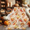 Autumn Fall Pumpkin Throw Blanket, Soft Lightweight Gourds Birds Flannel