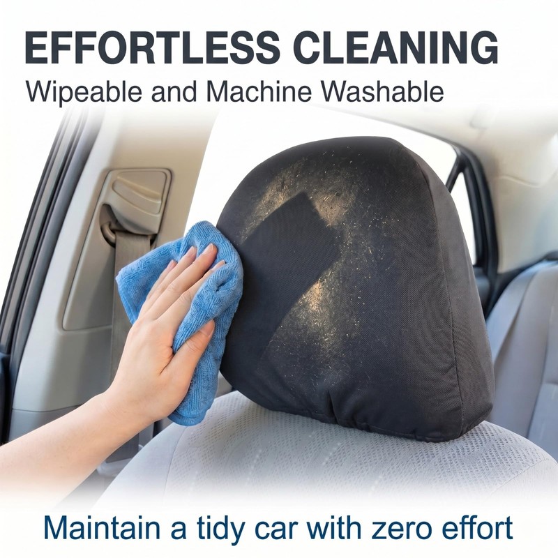 2 PCS Car Seat Headrest Cover, Breathable Stretch Fully Surrounded