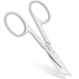 Fine Lines - Thick Nail Scissors - Stainless Steel CURVED Scissor for Women & Men - Silver Manicure Scissors for Nails, Cuticle & Hair Trimming - Suitable for Manicure, Pedicure, Hair & Beard Grooming