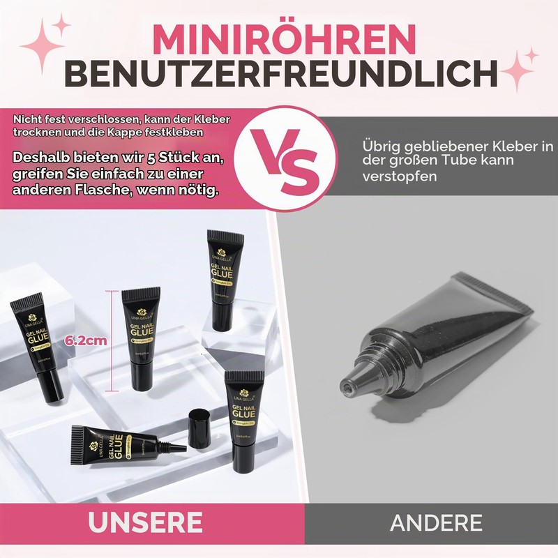 UNA GELLA Press On Nail Glue 5 x 2 ml