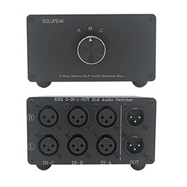 SOLUPEAK 3-Way XLR Stereo Audio Switch Box, Balanced Audio Converter, Passive Signal Source Audio Input Selector Switcher Splitter Box 3 in 1 Out (X301)