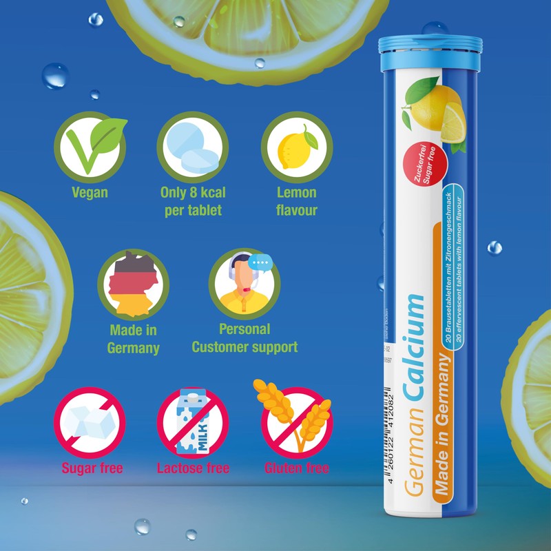 T&D German Calcium 140 Drink Effervescent Tablets - Lemon Lime