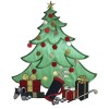 Unbranded #3141L 8-1/2" Holiday Christmas Tree w/Gift Box Embrodery Applique